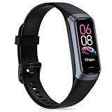 Fitness Tracker, Activity Tracker with 24/7 Heart Rate, Sleep Tracking, Calories, Fitness Watch with 1.1" AMOLED Screen, Waterproof Step Tracker for Android iPhones Women Men, Black