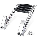 4 Step Boat Ladder, Stainless Steel Telescopic 4 Step Pontoon Boat Ladder, Extendable Dock Ladder for a Pontoon, Max. Load 900 Pound Capacity Marine Telescoping Ladder for Boat Yacht