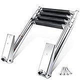 4 Step Boat Ladder, Stainless Steel Telescopic 4 Step Pontoon Boat Ladder, Extendable Dock Ladder for a Pontoon, Max. Load 900 Pound Capacity Marine Telescoping Ladder for Boat Yacht