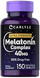 Carlyle Melatonin 40mg Complex | 150 Fast Dissolve Tablets | Extra Strength Support | with Ashwagandha and Chamomile | Vegetarian, Non-GMO, Gluten Free Supplement