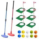 Shu-Ran Mini Putting Set, Build Your Own Course at Home, the Office or On the Green, Includes 6 Pack Golf Putting Cups with Flags, 2 Pack Mini Golf Clubs and 10 Pack Foam Golf Balls