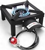 GasOne High Pressure Single Propane Burner - Outdoor Cooking with Heat Shield and Guard – Propane Burner Head for Camping, Tailgating, Seafood Boil, Home Brewing - Patented