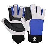 FitsT4 Sports Sailing Gloves 3/4 Finger and Grip Great for Sailing, Yachting, Paddling, Kayaking, Fishing, Dinghying Water Sports for Men and Women Blue L