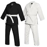 Agile Dragon Karate Uniform for Kids & Adults Lightweight Student Karate Gi Martial Arts Uniform black with Belt (White, 7)