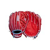 Wilson A500 11.5" Infield Youth Baseball Glove - Right Hand Throw, Red/Blue/White