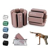 Wellrox Weighted Bangles – Adjustable Ankle and Wrist Weights for Women & Men – Set of Ankle Weights 2 lbs (1 lb Each Wrist Weight) | Weighted Arm Bands for Pilates, Yoga, Running & Walking (Rose)