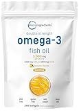Micro Ingredients Omega 3 Fish Oil Supplements 3,000mg Per Serving, 240 Softgels | Lemon Flavored – Burpless | EPA 540mg + DHA 360mg | Deep Sea Fish