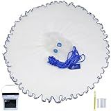 Drasry 1/4 Saltwater Fishing Cast Net for Bait Shirmp Trap Fish Throw Net with Heavy Lead Sinkers. Size 3FT to 10FT Radius Freshwater（1/4 Inch Mesh） Monofilament Cast Net, 6FT(180cm) Radius