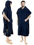 SUN CUBE Surf Poncho Changing Robe with Hood, Thick Quick Dry Microfiber Wetsuit Changing Towel for Surfing Beach Swim Outdoor Sports Men, Absorbent Wearable Towel Cover Up with Pocket, Navy Blue