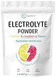 Micro Ingredients Hydration Electrolyte Powder, 2 lb (139 Servings) | Lemon Raspberry Flavor | High Potassium (1,000mg) + Coconut Water & Real Lemon Juice | No Sugar, Keto Friendly | Non-GMO