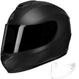 TRIANGLE Full Face Motorcycle Helmet DOT Approved, Street Bike Racing Helmet for Men Women with Tinted & Clear Visors & Carrying Bag