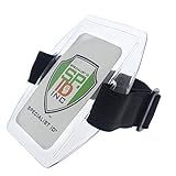 2 Pack - Armband Badge Holder with Black Adjustable Elastic Arm Band & Hook and Loop Fastener - Secure, Clear Plastic Display of Work I'd Card, Ski Pass, Lift Ticket & More by Specialist ID