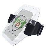 2 Pack - Armband Badge Holder with Black Adjustable Elastic Arm Band & Hook and Loop Fastener - Secure, Clear Plastic Display of Work I'd Card, Ski Pass, Lift Ticket & More by Specialist ID