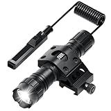 Feyachi Picatinny Tactical Flashlight 1200 Lumens, with Offset Mount & Pressure Switch, 200m Beam, 4H Runtime, Rainproof and Shockproof (Black)