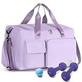 FIORETTO Women's Gym Duffle Bag with Shoes Compartment, 30L Capacity, Ideal for Travel, Gym, Sports, Duffel, Weekender, Lavender