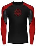 Runhit BJJ Rashguard for Men Jiu Jitsu Compression Shirts Long Sleeve MMA No GI Wrestling Grappling Martial Arts Sports Base Layer Red M