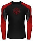 Runhit BJJ Rashguard for Men Jiu Jitsu Compression Shirts Long Sleeve MMA No GI Wrestling Grappling Martial Arts Sports Base Layer Red S