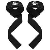 SAWANS Lifting Straps Weight Lifting Wrist Support Fitness Padded Gym Heavy Duty Anti Slip Hand Bar Grips Neoprene Bodybuilding Dumbbell Power Deadlift Barbells Workout Strength (Black, One Size)
