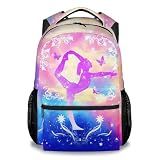 MEETUHONEY Kids Backpack for School - 17 Inch Cute Gymnastics Backpacks for Teen Girls - Portable Lightweight Gymnastics Beam Bookbag for Kindergarten
