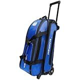 Mangrove 3 Ball Bowling Bag with Wheels & Shoe Compartment, Deluxe Bowling Ball Bag 3 Ball Roller, Rolling Triple-Ball Bag w/Accessory Pocket & Retractable Handle Extends to 40'' (Blue)
