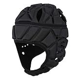 surlim Soft Helmet for Flag Football Scrum Cap Soft Shell Helmet Rugby Headgear for Youth Adults (Black, Medium)