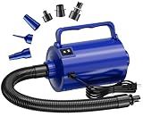 Lotspasie Electric Air Pump with Hose for Inflatables, High Power Inflator Deflator Blow Up Pump with 6 Nozzles, Pool Toy Float Pump for Pool Floats, Air Mattress, Gym Mat, 320W, 1.5PSI, 120V AC, Blue