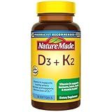 Nature Made Vitamin D3 K2 Supplement, 5000 IU (125 mcg) Vitamin D for Bone, Teeth, Muscle and Immune Support, 30 D3 and K2 Softgels, 30 Day Supply