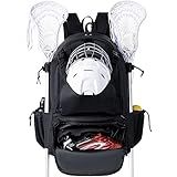 GoHimal Lacrosse Bag Extra Large Lacrosse Backpack with Tow Stick Holder (Black)