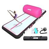 AWSUM 10ft Gymnastics Mat with Air Roller Tumbling Barrel Back Somersault Backbend Trainer for Inflatable Gymnastics Springboard Back Handspring Equipment, with Electric Pump
