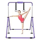 RINREA Gymnastic Bars for Kids with Adjustable Height, Folding Gymnastic Training Kip Bar, Expandable Horizontal Bar for Home