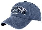 Baseball Hat New-York Distressed-Adjustable-Strapback - Washed Twill Dad Hat Unisex Navy Blue