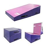 Kangaroo Hoppers Incline Gymnastics Mat, 34”x24”x13” Folding Wedge for Kids Tumbling, Skill Training, Multiple Colors Cheese Mat for Gymnastics, Home Gym Exercise, Pink/Purple