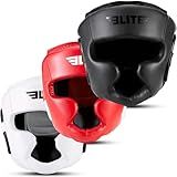 Elite Sports Boxing Headgear Men, Boxing Head Guard Sparring Gear, MMA Headgear Kickboxing Muay Thai Training Helmet, Protective Fighting Gear, Adjustable Face Protection (Red)