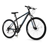 Ktaxon Mountain Bike 27.5 Inch Men & Women Mountain Bike 21-Speed Adult Bikes, Double Disc Brake, Suspension Fork, High Carbon Steel Frame (Blue)