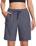 MAGCOMSEN Hiking Shorts Women Water Resistant with Pockets Quick Dry Lightweight Outdoor Golf Dark Grey L