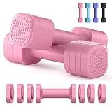 Zempox Adjustable Dumbbell Set of 2, 4 in 1 Free Weights Dumbbells Set for Women, Hand Weights for Women at Home, Each 2lb 3lb 4lb 5lb with TPU Soft Rubber Handle for Home Gym Exercise Training