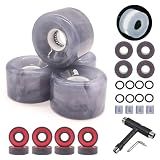LONTOHCE Skateboard Wheels Cruiser Skateboard Wheels 65mm 78A with Skateboard Kit, Bearings and Spacers (Gray)