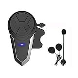 Dgakcvb Motorcycle Bluetooth Headset, BT-S3 Bluetooth 5.0 Helmet Intercom Headset up to 3 Riders 1000M Helmet Communication System for Ski/ATV/Dirt Bike/Racing/Climbing(Single)