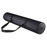 Fitvids 1/4-Inch High Density Thick Non Slip Yoga Mat with Knee Pad and Carrying Strap for Workout, Pilates, Gym Home Exercise, Black