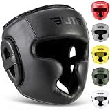 Elite Sports Boxing Headgear Men, Boxing Head Guard Sparring Gear, MMA Headgear Kickboxing Muay Thai Training Helmet, Protective Fighting Gear, Adjustable Face Protection (Black)
