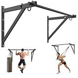 Jusgym Wall Mounted Pull Up Bar, Adjustable Depth 51" Chin Up Bar, Strength Training Pull-Up Bars 500LBS Weight Capacity, Home or Garage Gym Chin Up Workout Training Station