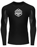 Runhit BJJ Rashguard for Men Jiu Jitsu Compression Shirts Long Sleeve MMA No GI Wrestling Grappling Martial Arts Sports Base Layer Black M