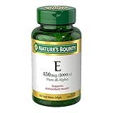 Nature's Bounty Vitamin E 1000 IU Softgels, Supports Antioxidant Health & Immune System, 1 Serving per Day, No Gluten, 60 Softgels (Pack of 1)