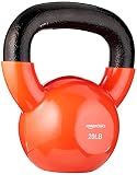 Amazon Basics Vinyl Coated Cast Iron Kettlebell for Strength Training, 20 Pounds, Textured Wide Handle, Orange