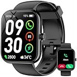 Smart Watch with Alexa Built-in, 1.83" HD Fitness Tracker with Bluetooth Calls/Messages, IP68 Waterproof, 120+Sports Modes, 24/7 Heart Rate/Sleep Fitness Watch Compatible with iOS/Android (Black)