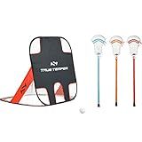 TRUE TEMPER Laxyard Backyard Lacrosse Kit, Set of 3 Lacrosse Short Sticks, 1 Ball, and 1 Mini Goal