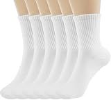 BomKinta Women Calf Socks Athletic Crew Sock All White 6 Pairs