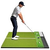 Golfpar Dual-Turf Golf Hitting Mat 5x4ft, 26mm Thick, Built-in Ball Tray 100-Ball Capacity, Indoor Outdoor Driving & Chipping Golf Practice Mats for Fairway & Rough Shots