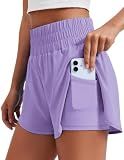 PINSPARK Woman's High Waisted Running Athletic Shorts Lilac