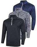 Liberty Imports 3-Pack Men’s Quarter-Zip Pullover – Lightweight Long Sleeve Athletic Jackets, Performance Workout Golf Running Shirts (Set 1, X-Large)